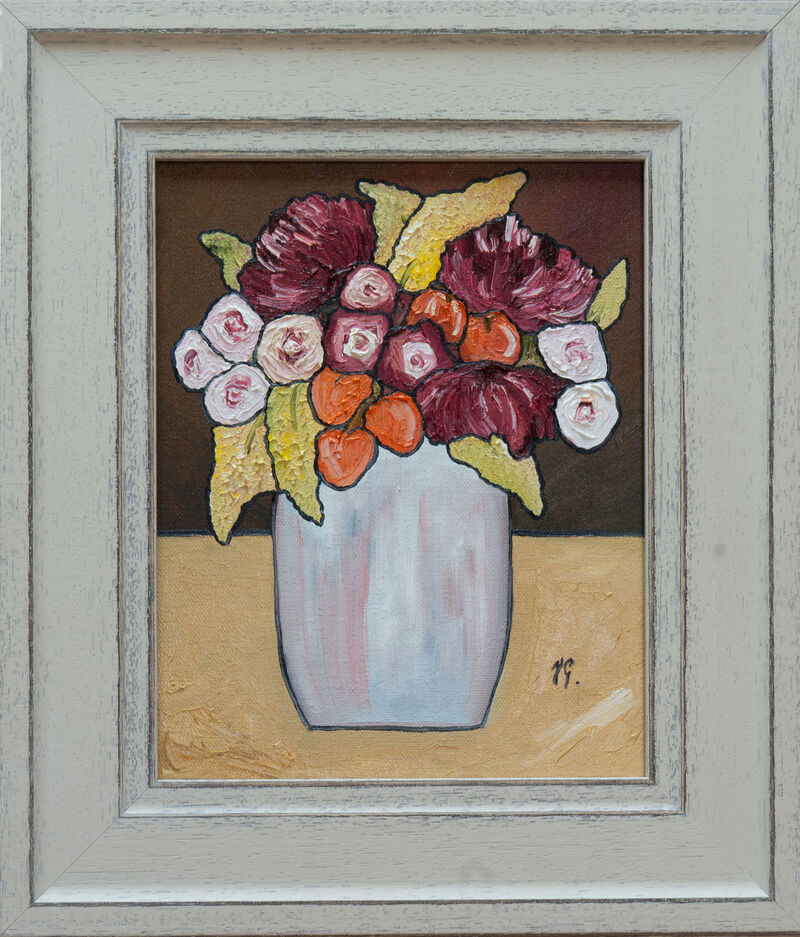 Flowers In White Vase Orange image