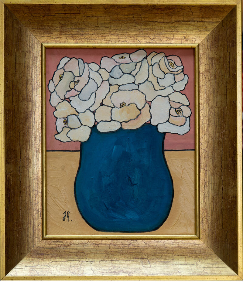 Roses In Blue Vase image